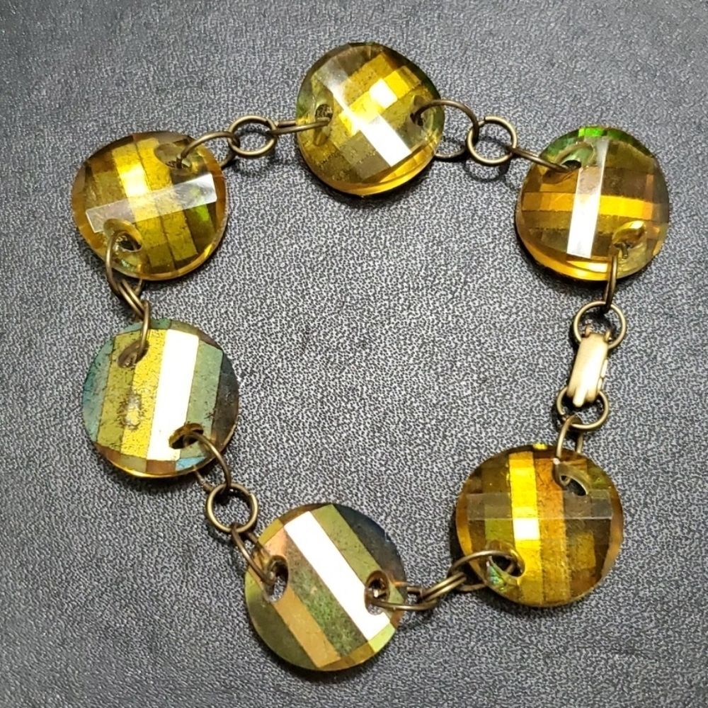 Vintage gold tone yellow bracelet 6.25"